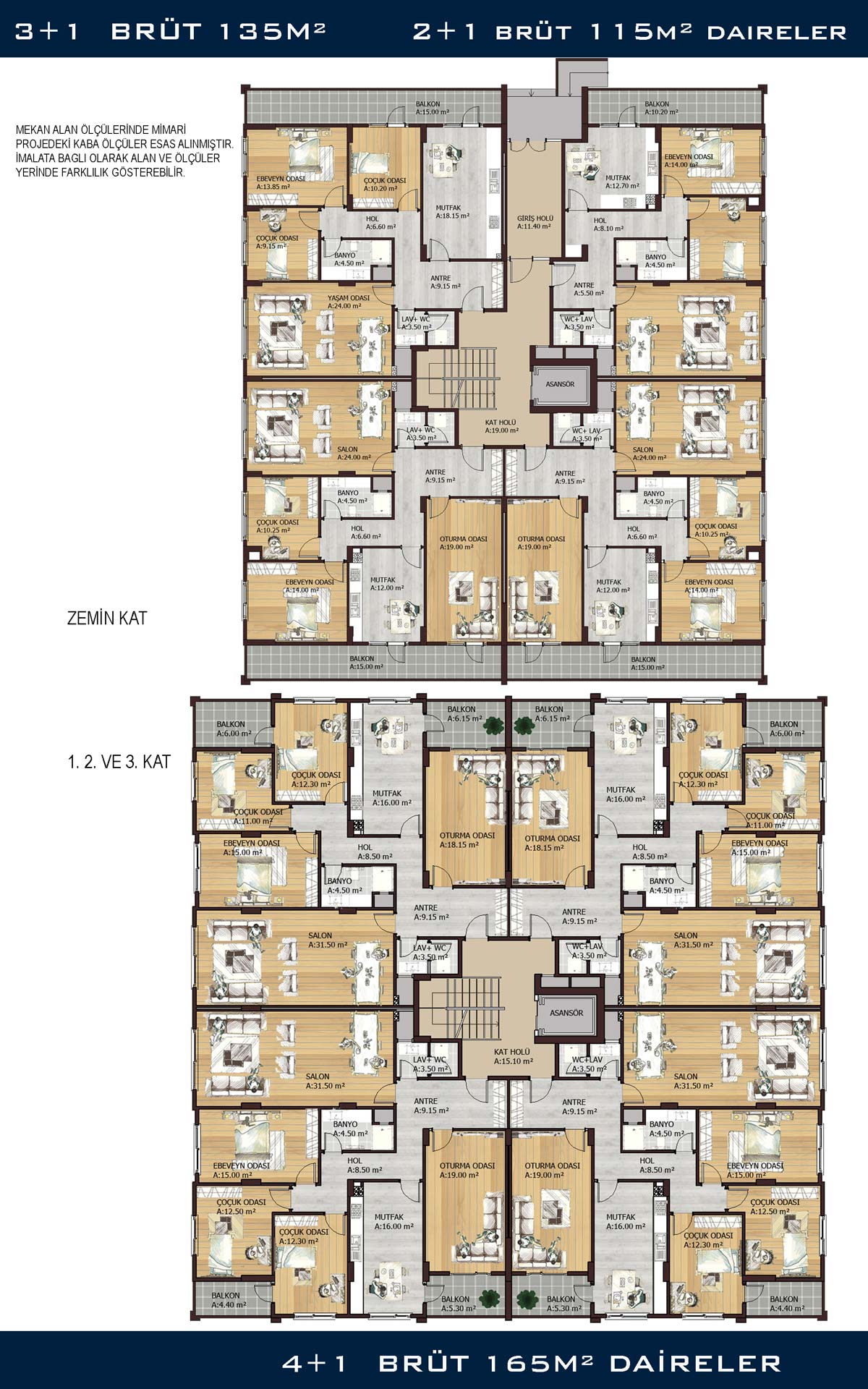 Doruk Sitesi — 2 1 ve 3 1 plan