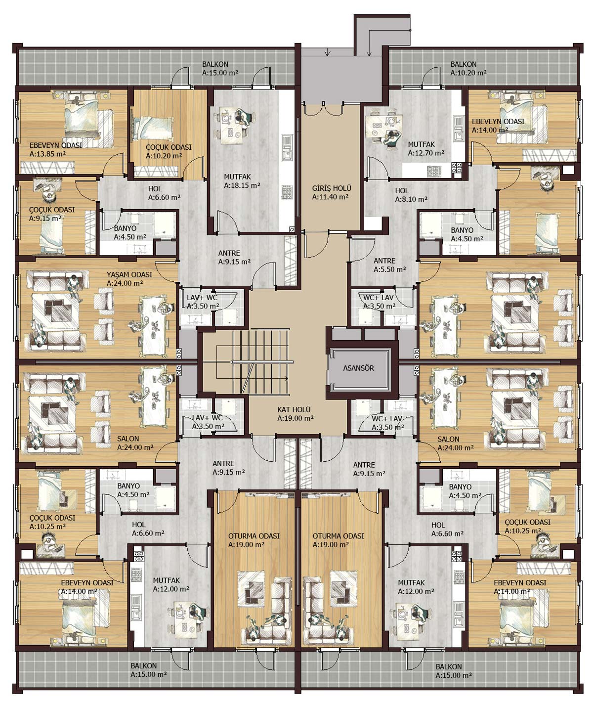 Doruk Sitesi — 3 1 kat plani