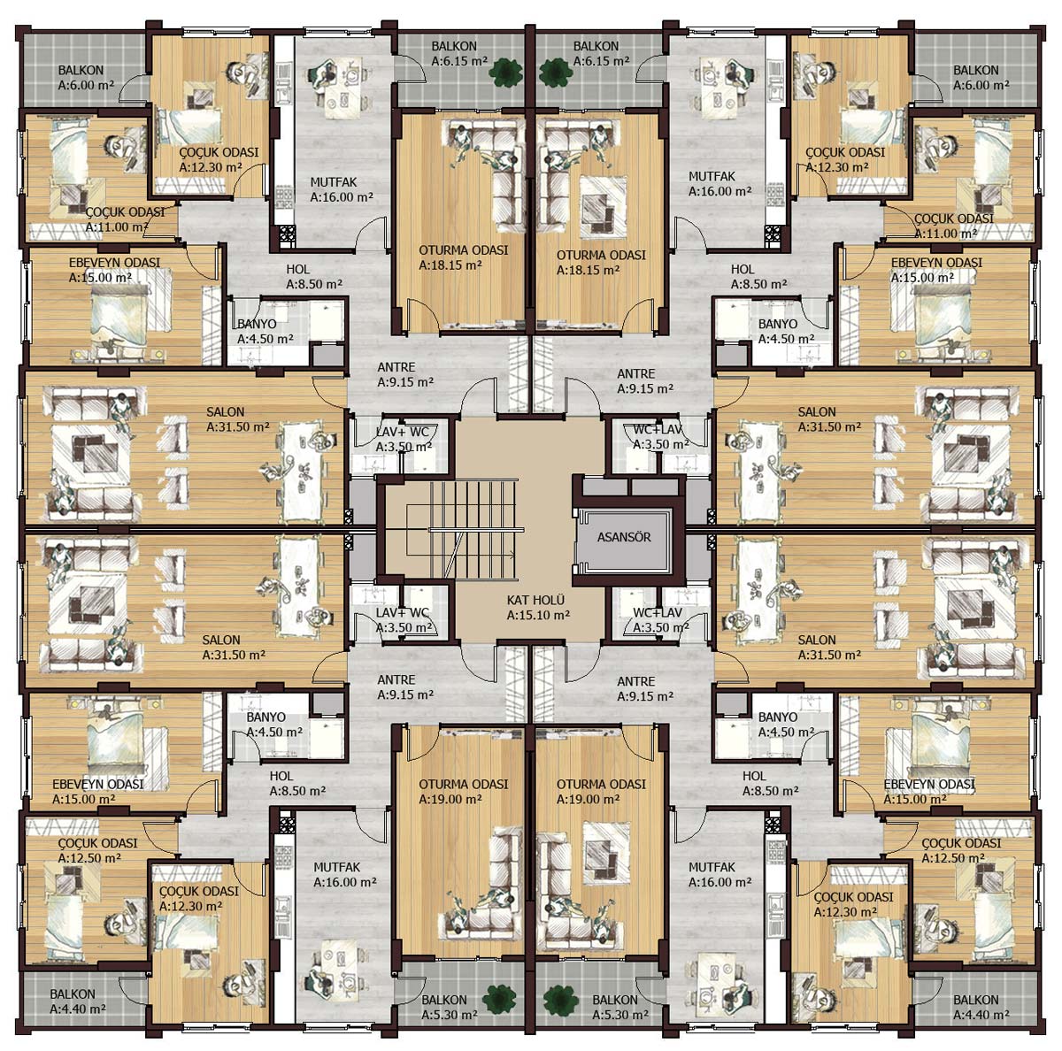 Doruk Sitesi — 4 1 kat plani